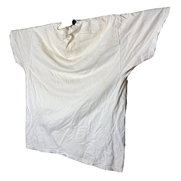 Vintage Budweiser Logo STAINED Anheuser Busch L/XL white t-shirt SEE PICS - Picture 3 of 8